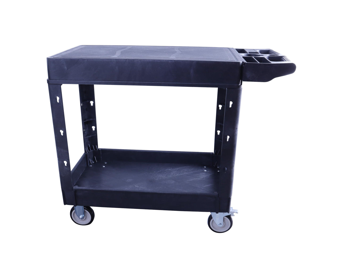 HIGOOD Heavy Duty Plastic Utility Cart, 39.57 x 16.73 in, Flat Top, 2 Swivel Wheels, 500 lbs Capacity, Black
