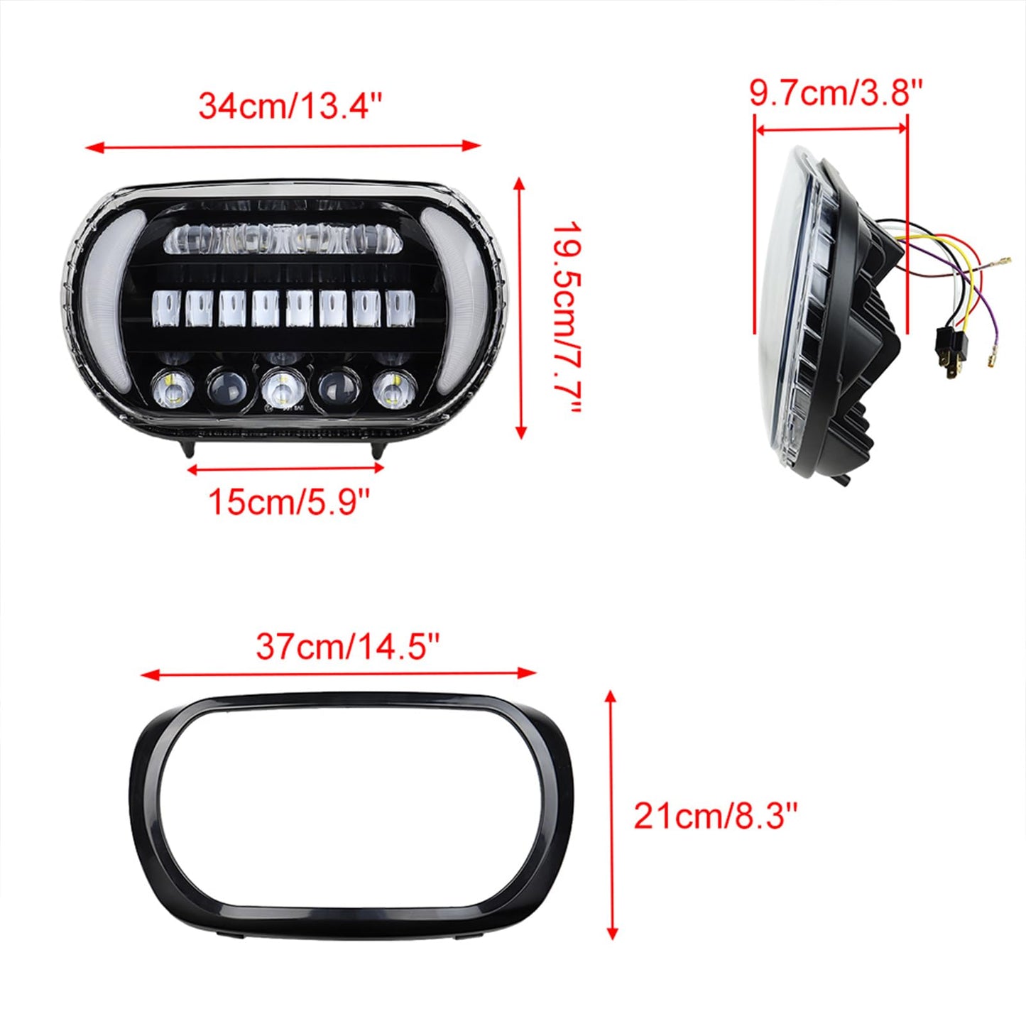 Dual LED Headlights fo Road Glide 2004-2013,White DRL Lights LED Headlamp Front Lamp with High Low Beam Turn Signal Lights for Harley Touring Road Glide 2004-2013 Accessories