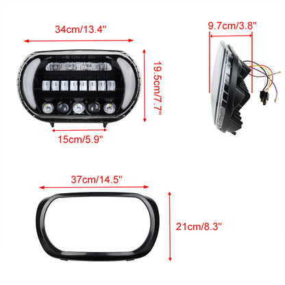 Dual LED Headlights fo Road Glide 2004-2013,White DRL Lights LED Headlamp Front Lamp with High Low Beam Turn Signal Lights for Harley Touring Road Glide 2004-2013 Accessories