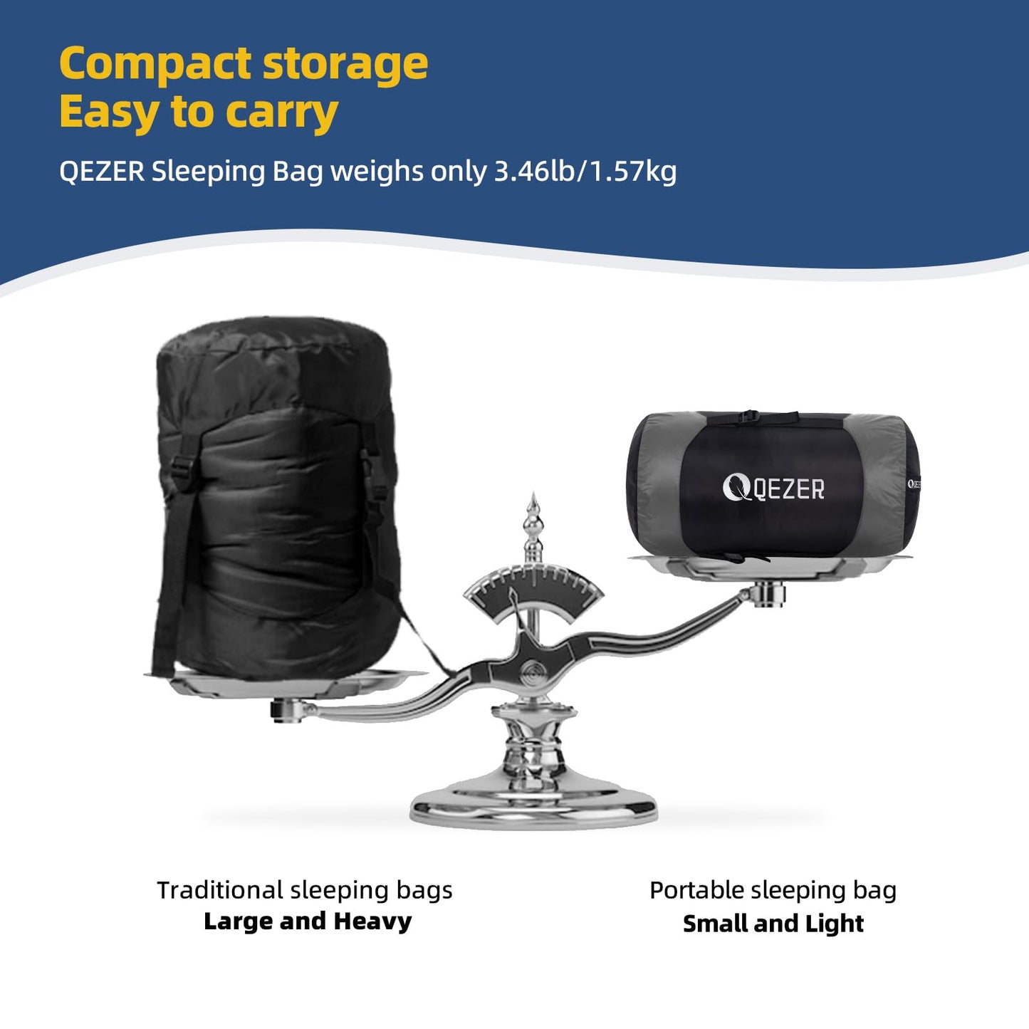 QEZER Down Sleeping Bag for Adults 620 Fill Power 0 Degree Sleeping Bag Cold Weather Ultralight with Pouch for Backpacking, Camping, Hiking