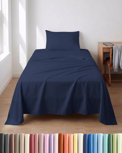 Lightweight Bed Sheet Set by [Brand Name] | Twin XL Cooling Sheets for Hot Sleepers - Breathable & Wrinkle Resistant - Navy Blue