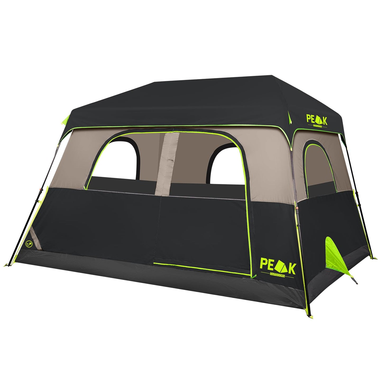 PEAK OUTDOORS Instant Tent 6/8 Person Tents for Camping, 60 Second Easy Setup Portable Camping Cabin Tent with Rainfly, Waterproof Pop Up Tents for Family Camping & Hiking with Expandable Carry Bag