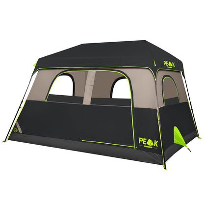PEAK OUTDOORS Instant Tent 6/8 Person Tents for Camping, 60 Second Easy Setup Portable Camping Cabin Tent with Rainfly, Waterproof Pop Up Tents for Family Camping & Hiking with Expandable Carry Bag