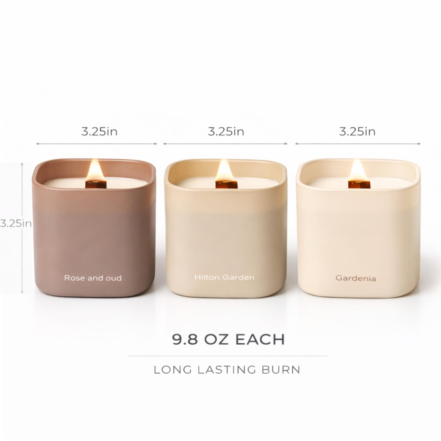 Set of 3 Premium Scented Soy Candles Gift Set | Nature's Bloom Collection - Gardenia, Hilton Garden and Rose & Oud | Crackling Wood Wick | Luxury Candles for Relaxation, Home Décor, Gifts | 9.8oz Each