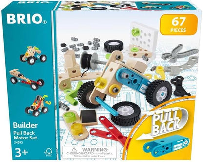 BRIO Builder Pullback Construction Set - Learning Building and Educational Toys for 3 Year Olds and Up