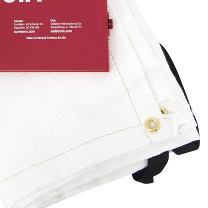 High Temperature Resistant 100% Fiberglass Emergency Fire Blanket with Red Steel Storage Cabinet, 6' x 5', White