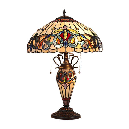 Chloe Lighting Tiffany-Style Table Lamp, 3 Light, Dark Bronze, 16in Wide, Multicolor Glass, Model CH3T353BV16-DT3