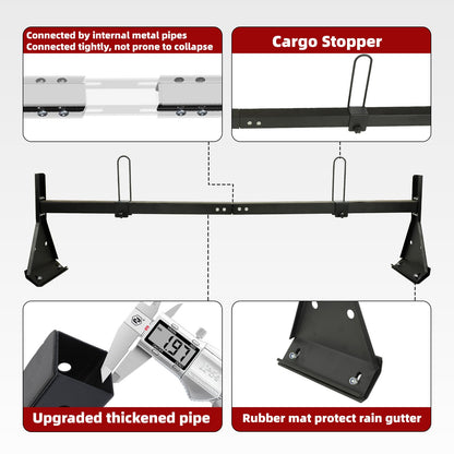 hightall Universal Van Ladder Rack with Roller,Adjustable Length 57-70" with Cargo Stoppers for Van with Rain Gutter,Compatible with Chevy Express 1500 2500 3500 Ford Econoline GMC Savana