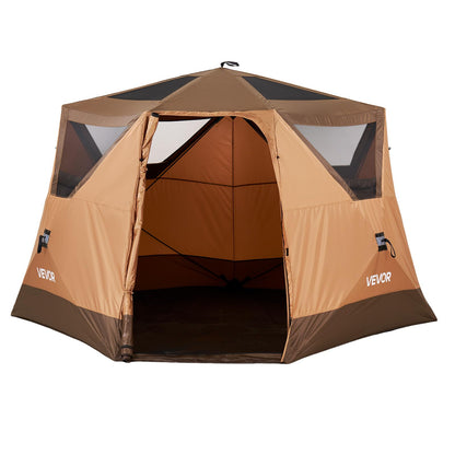 VEVOR Camping Tent, 6 Person Pop Up Instant Cabin Tent with Rainfly, Mesh Side & Top Windows, 60 Second Easy Setup, Portable Waterproof Cabin Hub Tents with Carry Bag for Family Outdoor Camping Hiking