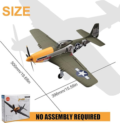 RC Airplane Brushless P51D Mustang RC Plane Ready to Fly Remote Control Airplane Fighter with 6-Axis Gyro 3 Flight Modes &amp Aerobatics 2.4GHz Radio Controlled Aircraft for Beginners Boys &amp Ad