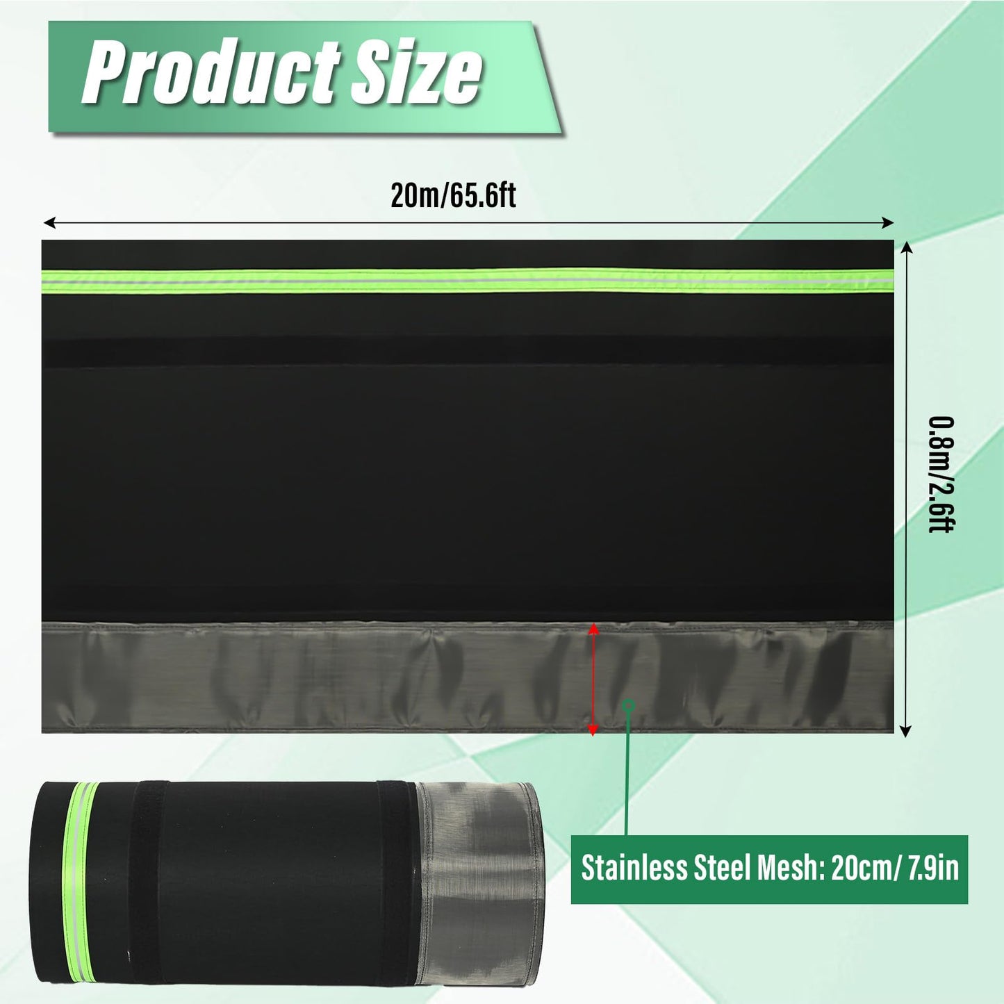 RV Skirting for Travel Trailers & 5th Wheels, 65.5FT Skirting for RV Campers Heavy Duty 2.6FT High Camper Insulated Skirt with Bottom Stainless Steel, All-Weather Windproof Waterproof UV-Resistant