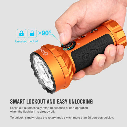 OLIGHT Marauder Mini 7,000 Lumens Bright Flashlight with 600 Meters Beam Distance, Powerful RGB Lights, Magnetic Rechargeable for Outdoors Work, Hunting, and Searching (Orange)