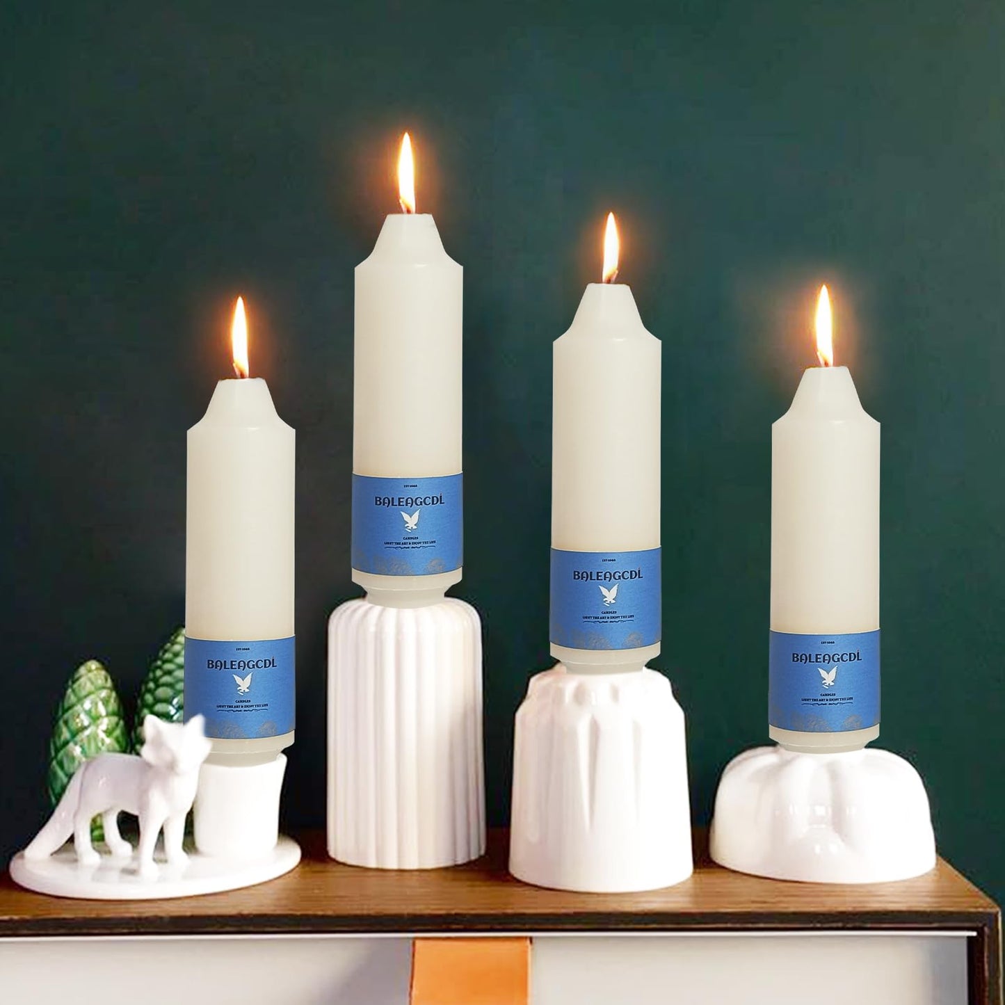 Smokeless Candlesticks Short Taper Candle,Unscented 5 Inches Cream White Candle Sticks Dripless Tapered Candles for Home Décor Weddings(4pcs-Cream White)
