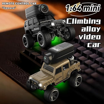 KF32 1:64 RC Mini Climbing Alloy Video Car with APP Control and Radio Remote Control HD Camera FPV Cars (Yellow)