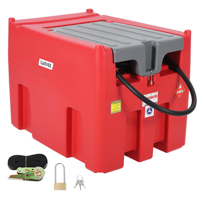 Garvee 116 Gallon Portable Fuel Transfer Tank with 12V Electric Pump, 10 GPM Fast Flow, 13ft Hose & Auto Shut-Off Nozzle, Heavy Duty Poly Fuel Storage Container for Farm, Truck, Equipment, Red