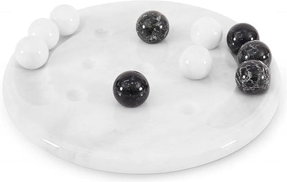 Radicaln Marble Tic Tac Toe Board Game 10 Inches White &amp Black Handmade Adults Brain Games for Tabletop Ideal Tic Tac Toe Strategy Board Games for Game Night