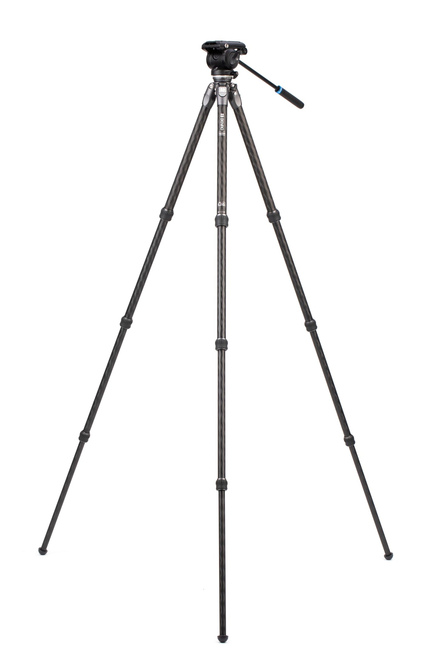 Benro Tortoise Carbon Fiber Tripod Kit for Spotting Scopes, Binoculars, Rifle Range and Field, Smooth Fluid Head, Leveling Base, Twist Locks, Adjustable Legs, Spiked Feet, 62" Max Ht, 8.8lb Payload