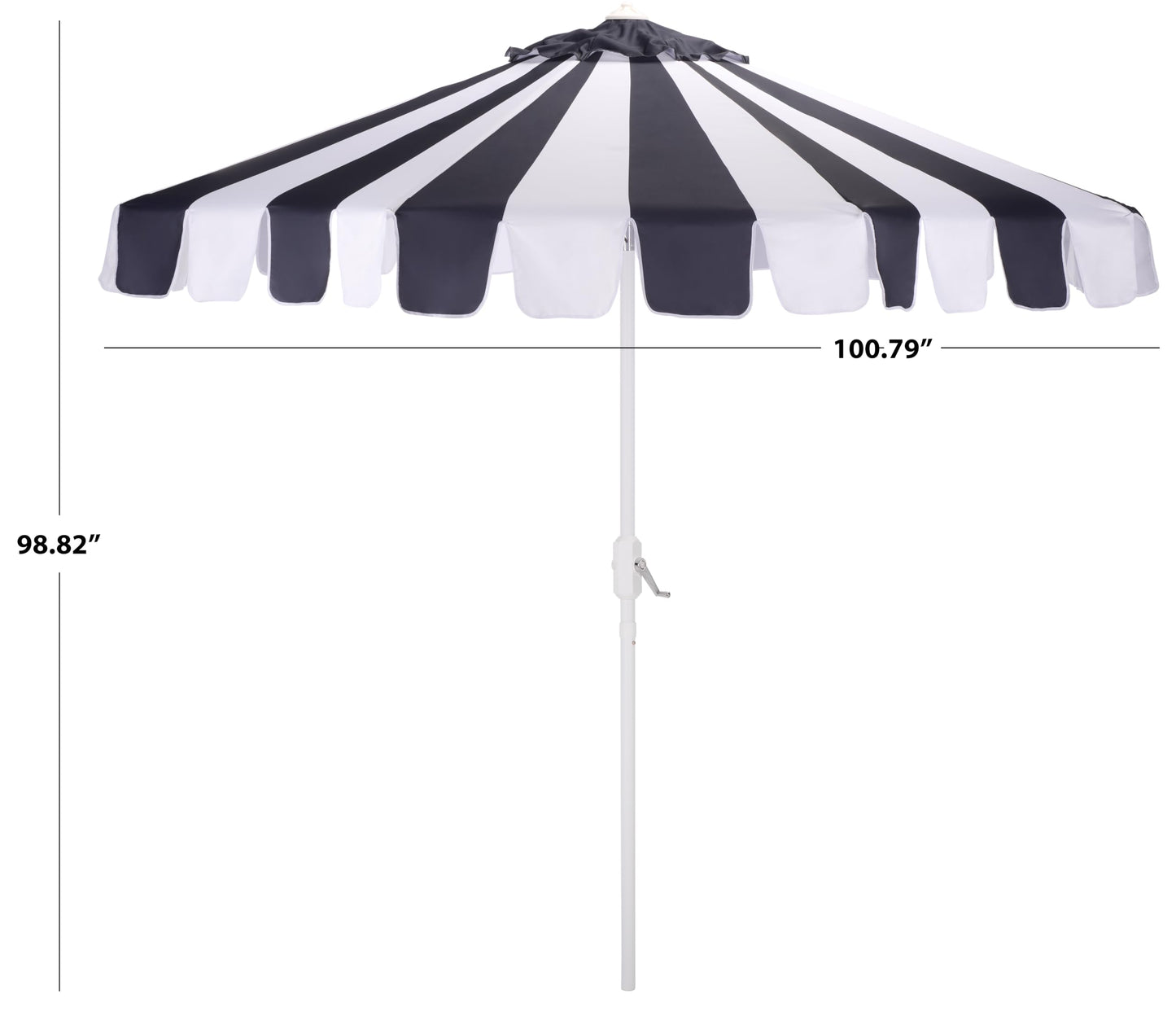 SAFAVIEH Outdoor Patio Furniture Collection – Meze 9 Ft Crank Patio Umbrella, Navy Stripe & White Pole, Market Umbrella with Crank Lift (PAT8023B)