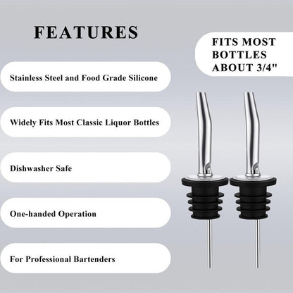 Pafusen Jigger for Bartending with 2 Pourers, Japanese Jiggers with 5 Measurements Inside, Jiggers 2 OZ 1 OZ, Shot Measure Jiggers, Bar jigger Bartender Tool Accessories, (Silver, 1 Jigger+ 2 Pourers)