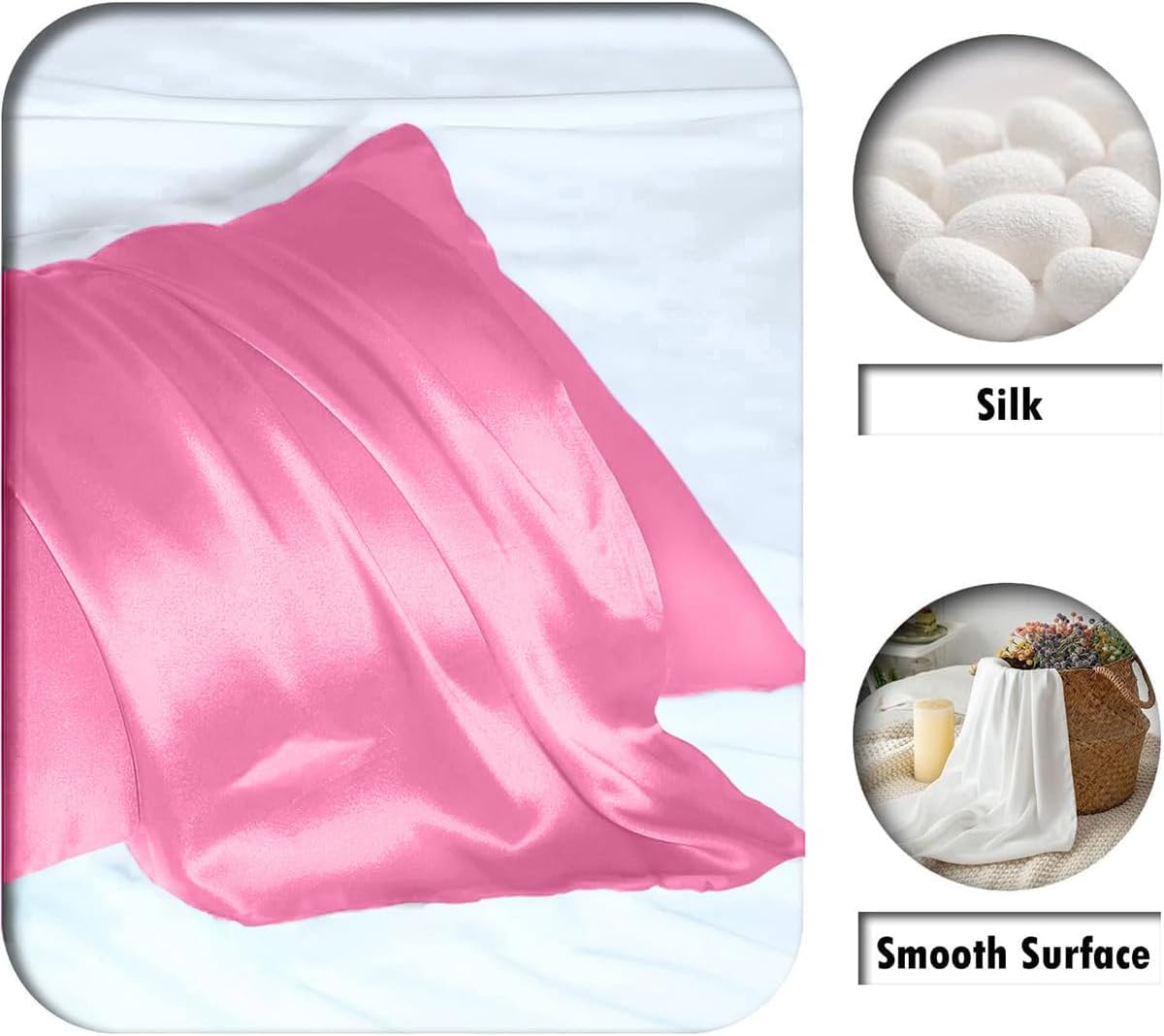 Mulberry Silk Pillow Cases - Ultra Smooth & Breathable Cooling Satin | Standard Size 20x26 Inches, Berry Red