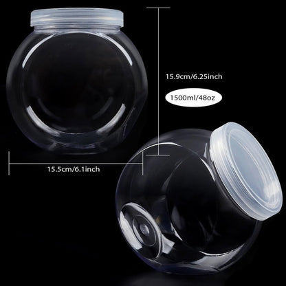 Candy Jar,Cookie Jar Cookie Containers Candy Jars with Lids,4 Pack Plastic Candy Jars for Candy Buffet and Party Table, Candy Buffet Containers, Cookie Jars Dry Food Jars-48 oz (25.4oz)