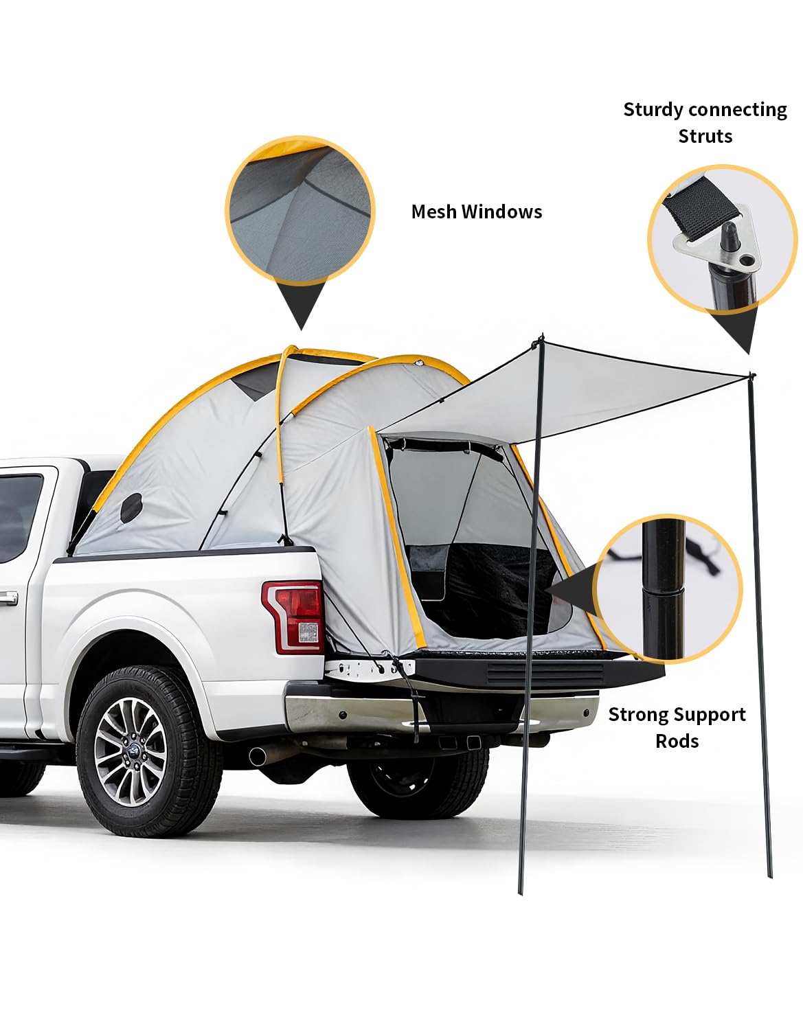 Truck Bed Tent with Awning Pickup Truck Tent for 8.2 ft Bed Waterproof PU3000 Oxford Camping Tent Portable Truck Camper for Chevy Silverado Ram GMC