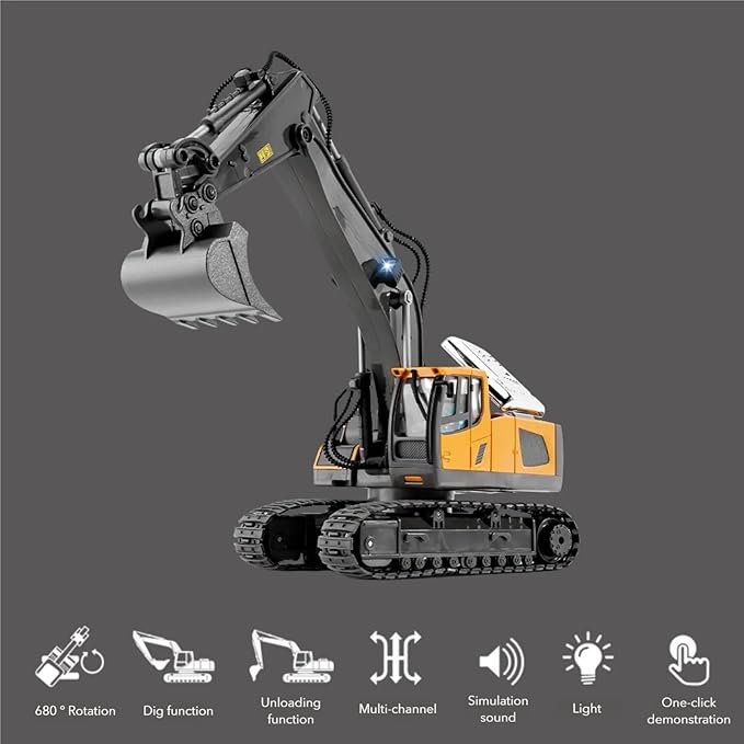 Mudsterz - Mudsterz Trucks Mudsterz Excavator 2.4GHz RC Construction Vehicle with Cool Lights and Real Sounds Realistic Engineering Design Metal Parts Little Builders Big Action (A1)