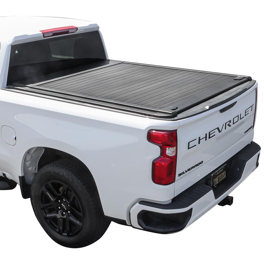 Syneticusa MB Retractable Tonneau Cover | 2007–2026 Chevy Silverado GMC Sierra 1500 5.8ft (69.9") Bed | 6063-T5 Aluminum | Double Lock | 3-Year Warranty | Waterproof Low Profile Hard Truck Bed Cover