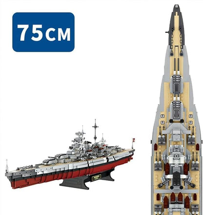 FULHOLPE Bismarck Class Battleship Building Blocks Set MOC Military Warship Model Bricks Construction Toy Compatible with Major Brands - 2081 Pieces