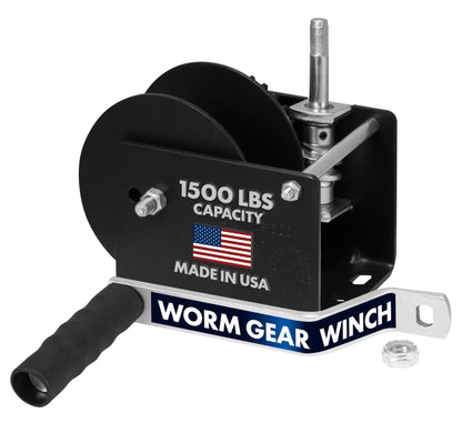 Goldenrod Dutton-Lainson Company Worm Gear Winch (WG1500) with 7" Ergonomic Handle - Rust-Resistant Finish for Heavy Equipment, Lifting & Trailers - 1500 lb Capacity, 30:1 Gear Ratio, Manual Use