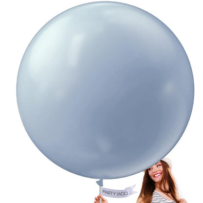 PartyWoo Dusty Blue Balloons 4pcs 36 Inch Slate Blue Boho Neutral Latex Helium Balloons for Baby Shower Wedding Graduation Anniversary Retirement Cat Tornado Birthday Party Decorations Blue-F51