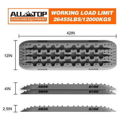 ALL-TOP Recovery Traction Boards, 2PCS & Mounting Kit, Reinforced Off Road Bendable Tire Friction Tracks (3rd Gen, Gray)
