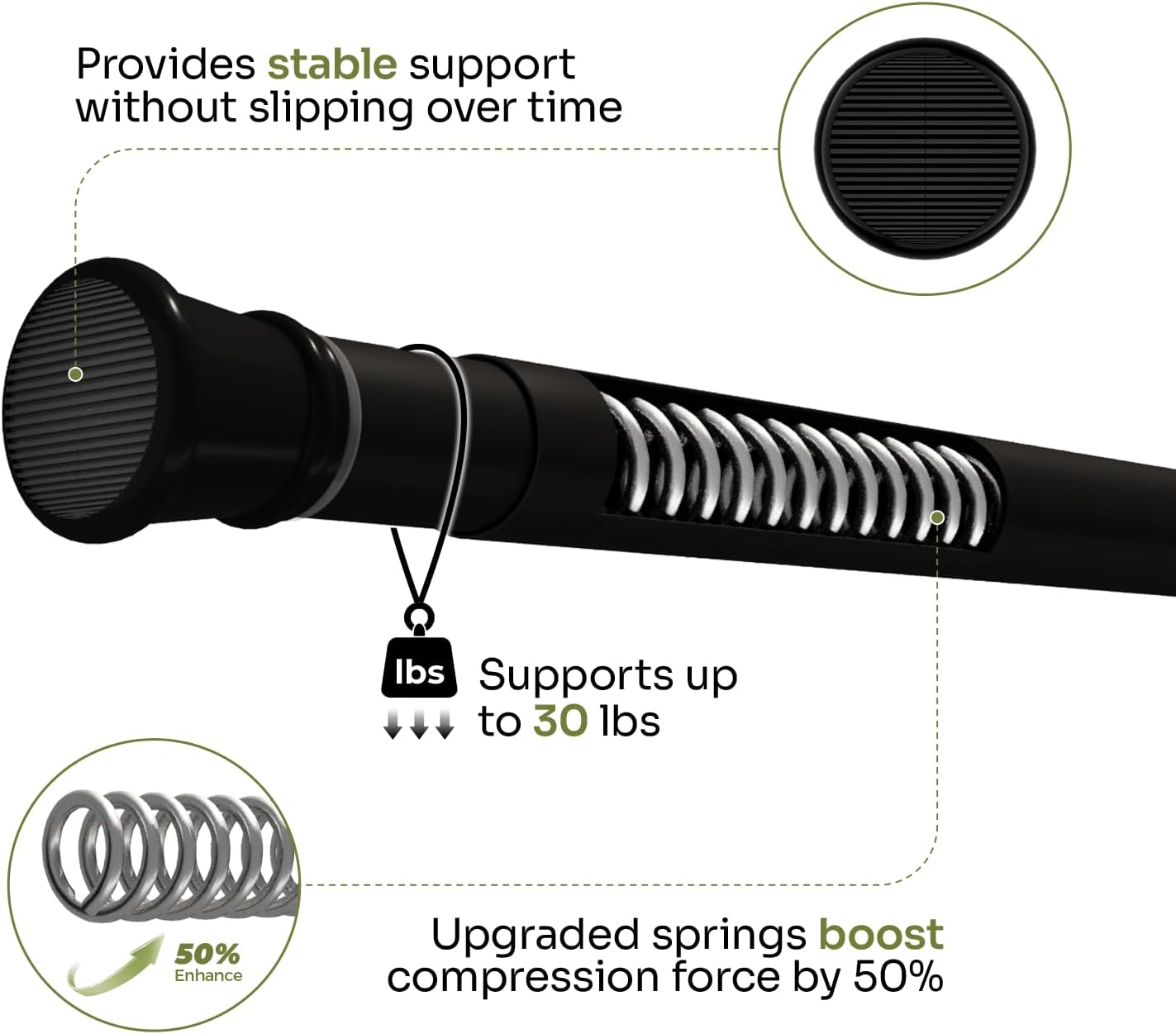 Bamworld Adjustable Window Plant Hanger - No Drill Expandable Indoor Planter Holder | 27''-51'' Black