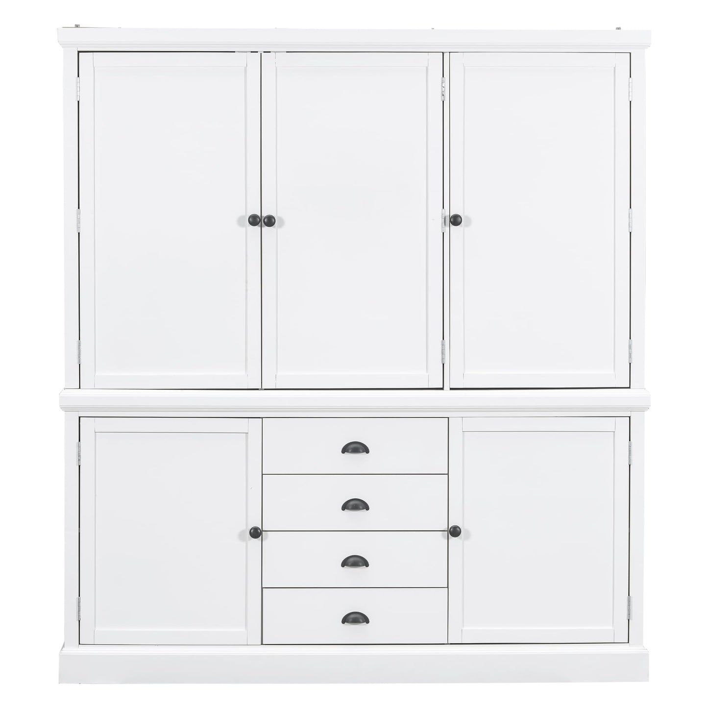 Merax 73'' Freestanding Wooden Kitchen Pantry Organizers and Storage Cabinet with 4 Drawers Cupboard with Door Adjustable Shelves for Dining Room, White