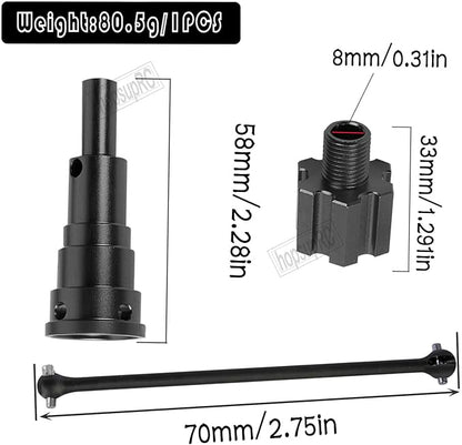 RC 10MM Drive Shaft CVD &amp Wheel Hex Hubs Upgrades Part for 1/5 X Maxx 8S Monster Truck45# Steel Driveshaft Front Rear Axles &amp Aluminum Wheel Nut &amp Wheel Hex Hops UpBlack