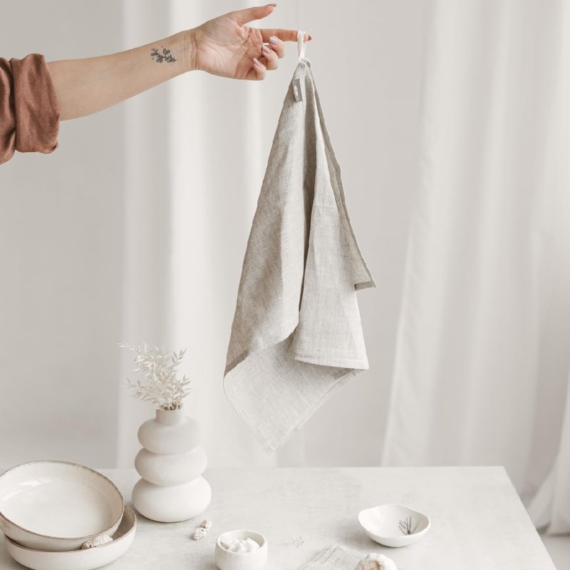 Thing Stories Pure Linen Flax Washcloths – 4-Pack Natural Dish Towels Set – Linen Tea Towel Cloth Napkins – Small Hand Towels for Kitchen – Durable, Lint-Resistant, Highly Absorbent