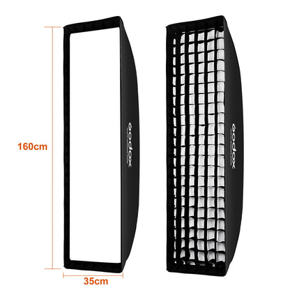 Godox 13 x 63 inch Strip Beehive Honeycomd Grid Softbox with Bowens Mount Speedring Compatible for Godox Studio Flash and Other Strobe Lighting&Carry Bag(2PCS) (35 x 160cm)