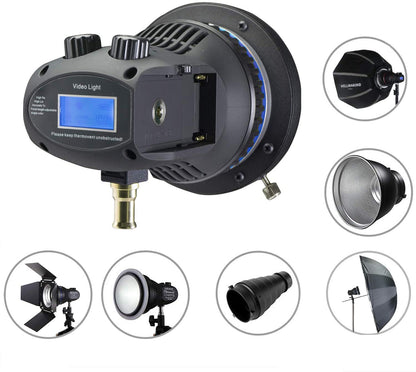Wellmaking 80W Portable LED Light Continuous Light 5600K CRI 98 COB Spotlight Video Light Dimmable Lightweight Noiseless Fresnel Lens AC/DC Bowens Mount Wireless Remote Control Comes with Light Bag