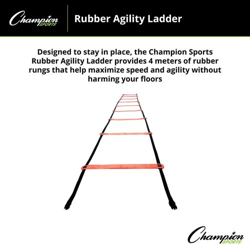 Champion Sports Rubber Agility Ladder, 13', Bright Red