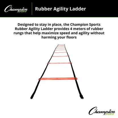 Champion Sports Rubber Agility Ladder, 13', Bright Red