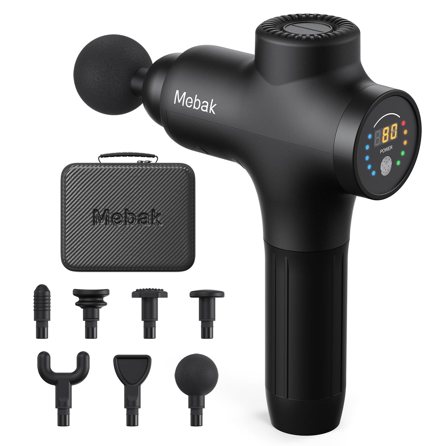 Mebak 3 Massage Gun, Massage Gun Deep Tissue for Athletes, Professional Muscle Percussion Massager, Massager for Shoulder Leg Back Body Pain Relief, Quiet Portable Sport Tool, Gifts for Him