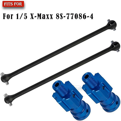 RC 10MM Drive Shaft CVD &amp Wheel Hex Hubs Upgrades Part for 1/5 X Maxx 8S Monster Truck45# Steel Driveshaft Front Rear Axles &amp Aluminum Wheel Nut &amp Wheel Hex Hops UpNavy Blue