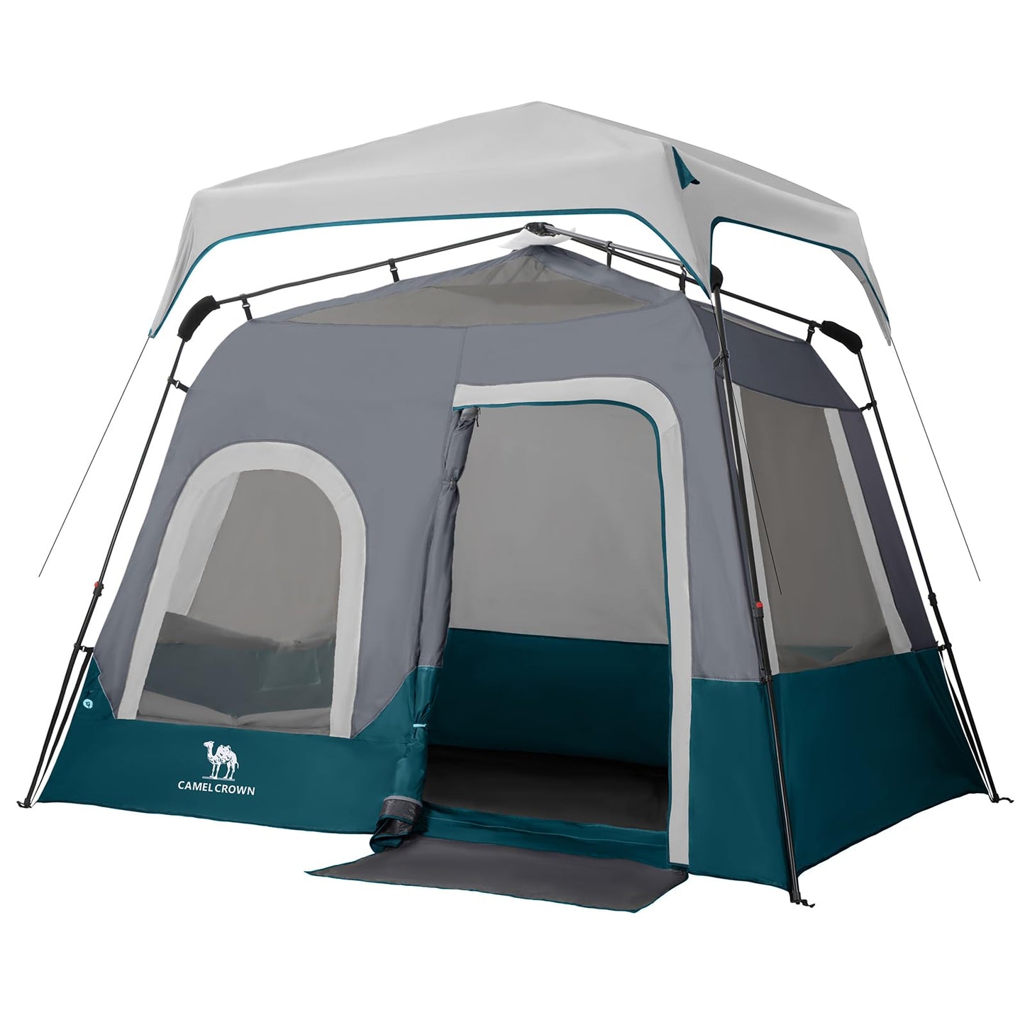 CAMEL CROWN 4/6 Person Instant Cabin Tent, Pop Up Windproof Tents for Camping, 60-Second Setup Family Tent with Carry Bag for Outdoor Hiking