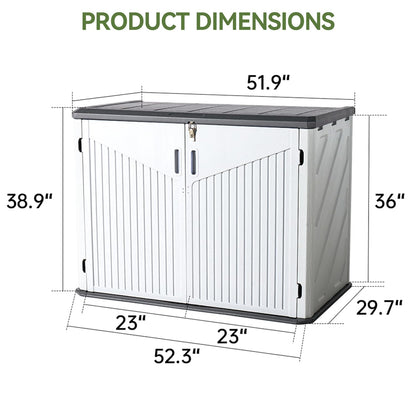 Aoxun Outdoor Storage Cabinet 35 Cu.Ft Resin Waterproof Horizontal Storage Shed for Garbage Bin, Generator, and Lawn Mower (White)