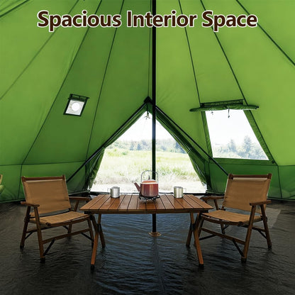 Bell Yurt Tent with Stove Jack, Waterproof Luxury 4 Season Tent 420D Oxford Cloth Green Glamping Tents for Family Outdoor Camping, Hunting, Party, All Year Living (Green Oxford 3M Yurt)