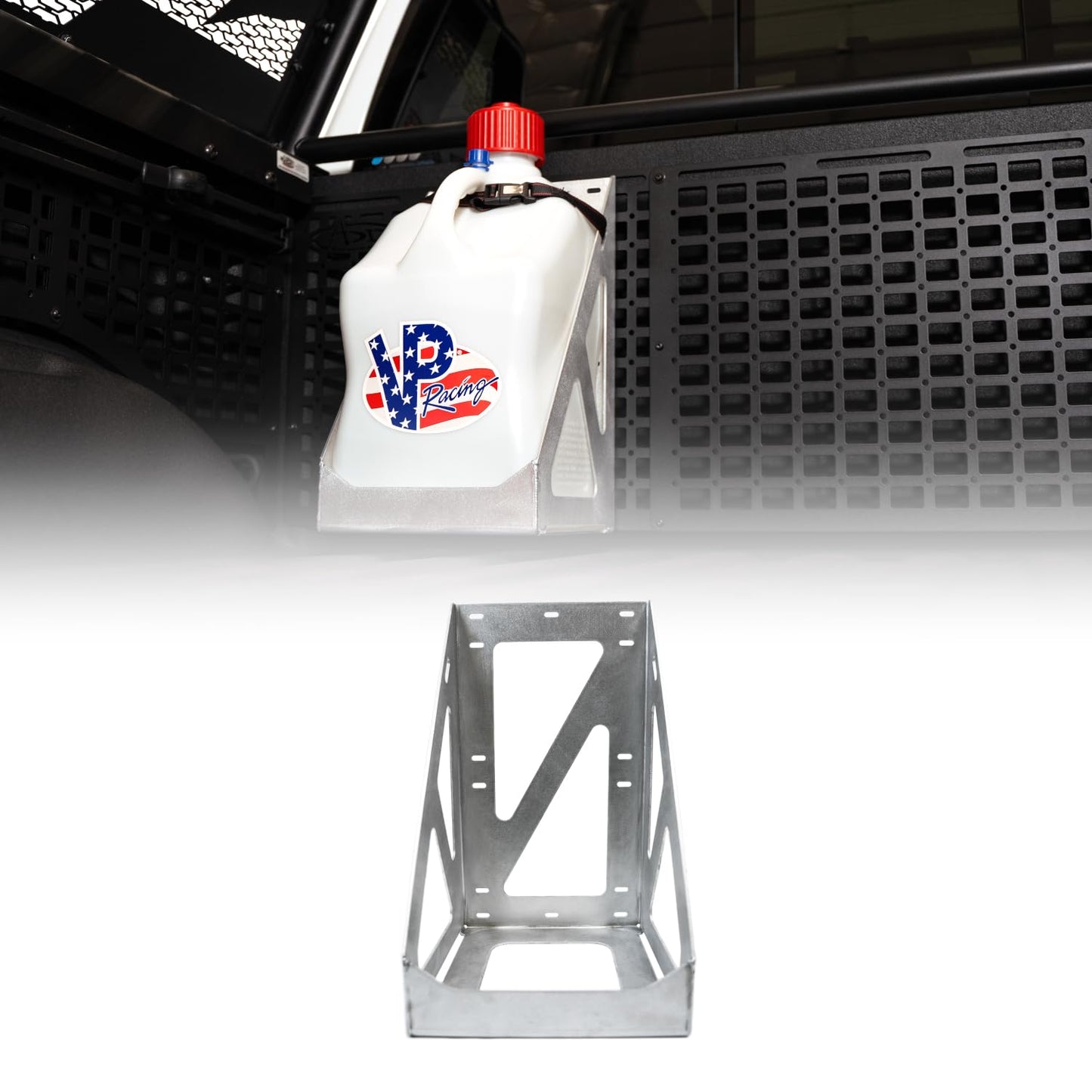 Rago Fabrication 5 Gal Gas Jug Holder | Designed for Diverse Applications Such as Truck Bed, Garage, Trailer, Vehicle Molle Panels & More | Compatible with Rago, ADD Offroad, DV8 Offroad Molle Panels