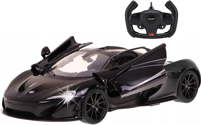 PowerTRC Officially Licensed McLaren P1 1:14 Scale Model Supercar with Functional Lights | Realistic Open Doors &amp Push Button Features | Sleek Black Design
