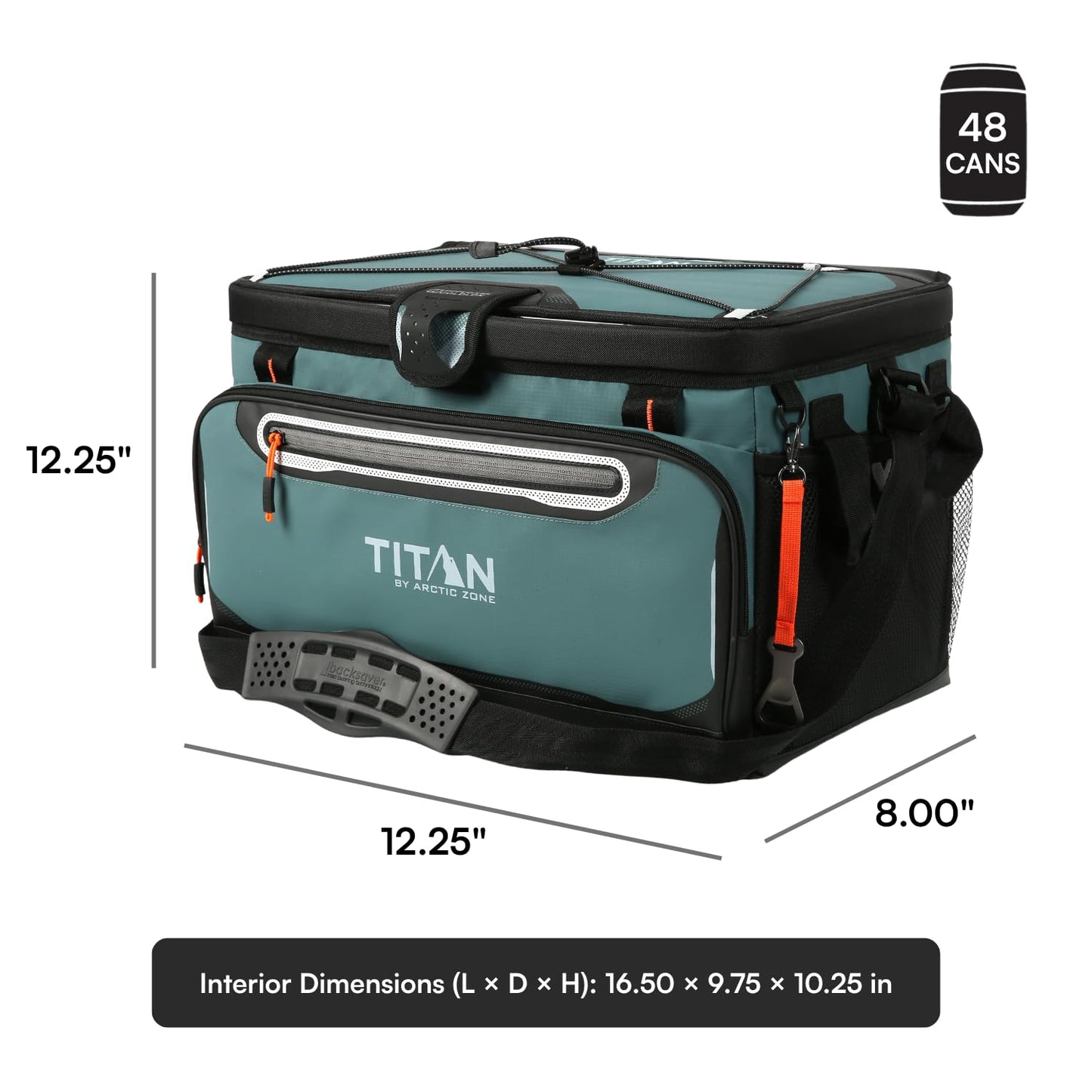 Titan by Arctic Zone Zipperless Soft Sided Cooler with HardBody Liner and SmartShelf, Insulated Bag with Shoulder Strap and Bottle Opener for Beach, Picnic, and Travel, 48 Can Capacity, Jungle Hunt