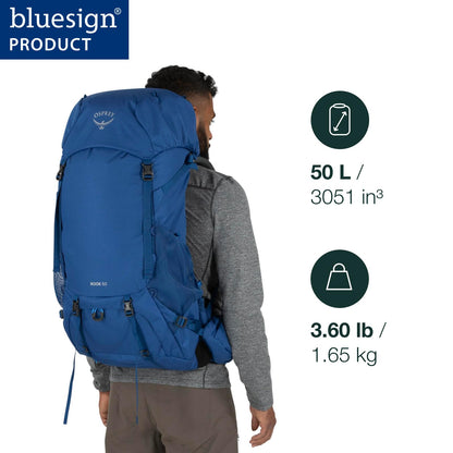 Osprey Rook 50L Men's Backpacking Backpack, Histosol Brown/Rhino Grey
