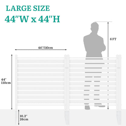YITAHOME 44" W X 44" H Air Conditioner Fence Privacy Screen, Outdoor Trash Can Enclosure with Metal Stakes, Vinyl Pool Equipment Enclosure (4 Panels, White)